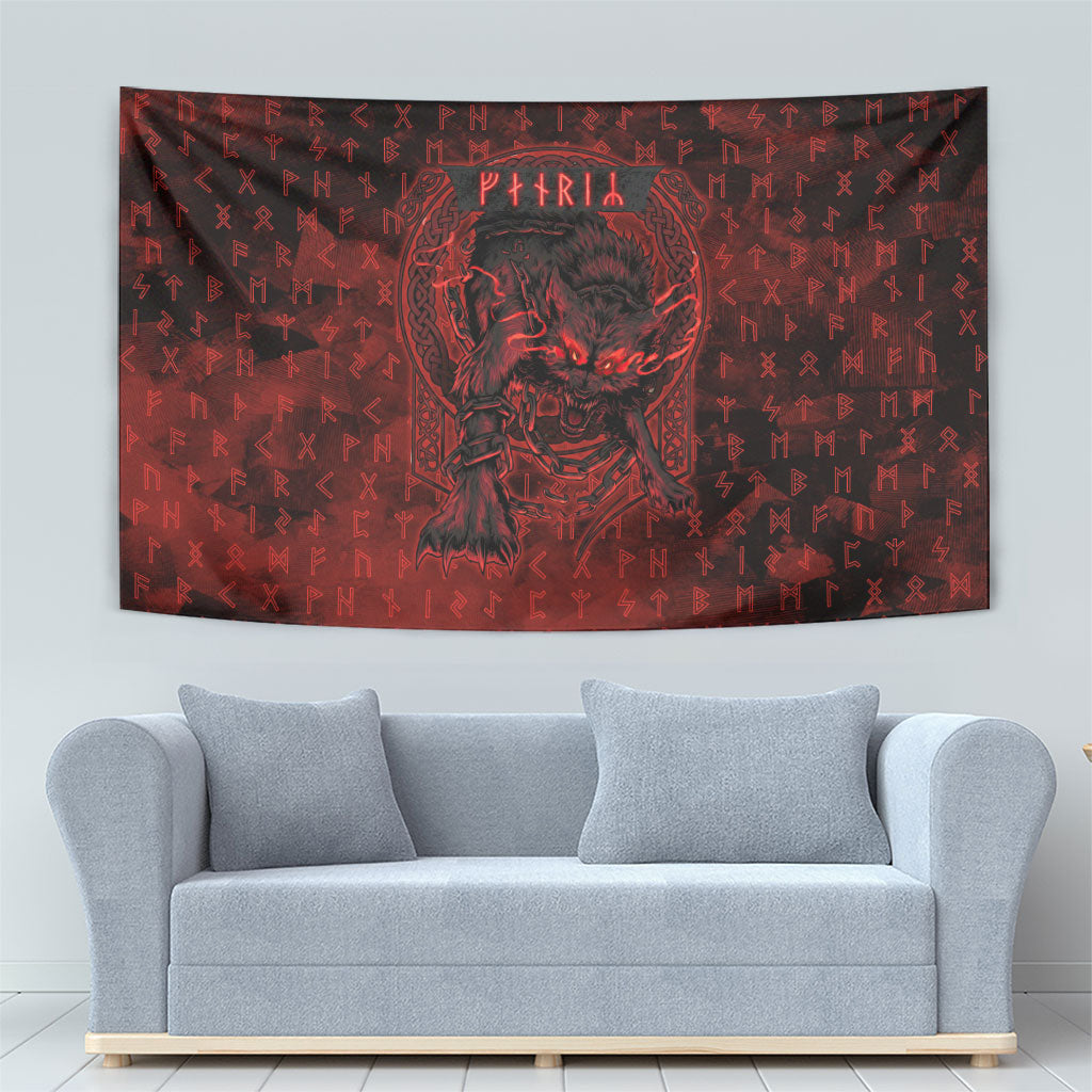 Fenrir Norse Wolf Tapestry Viking Runic Celtic Knot Dark Art