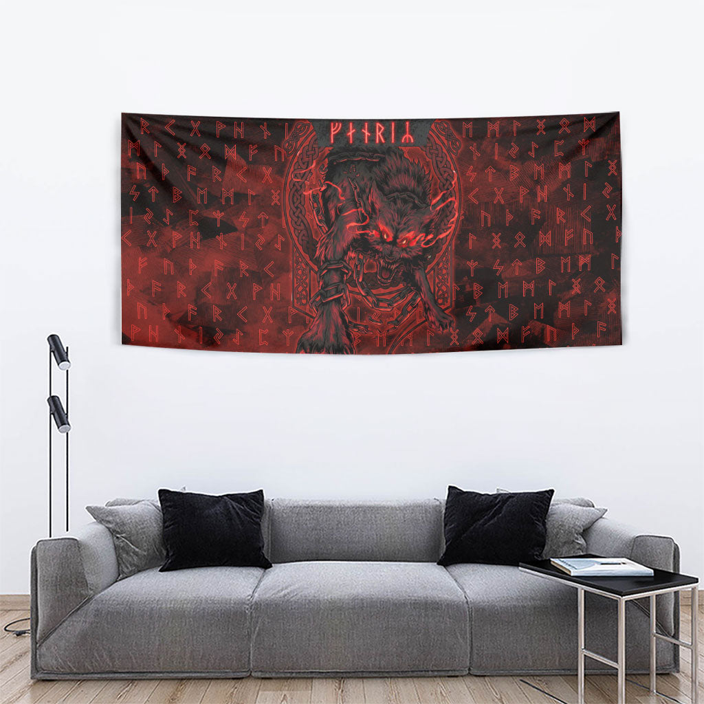 Fenrir Norse Wolf Tapestry Viking Runic Celtic Knot Dark Art