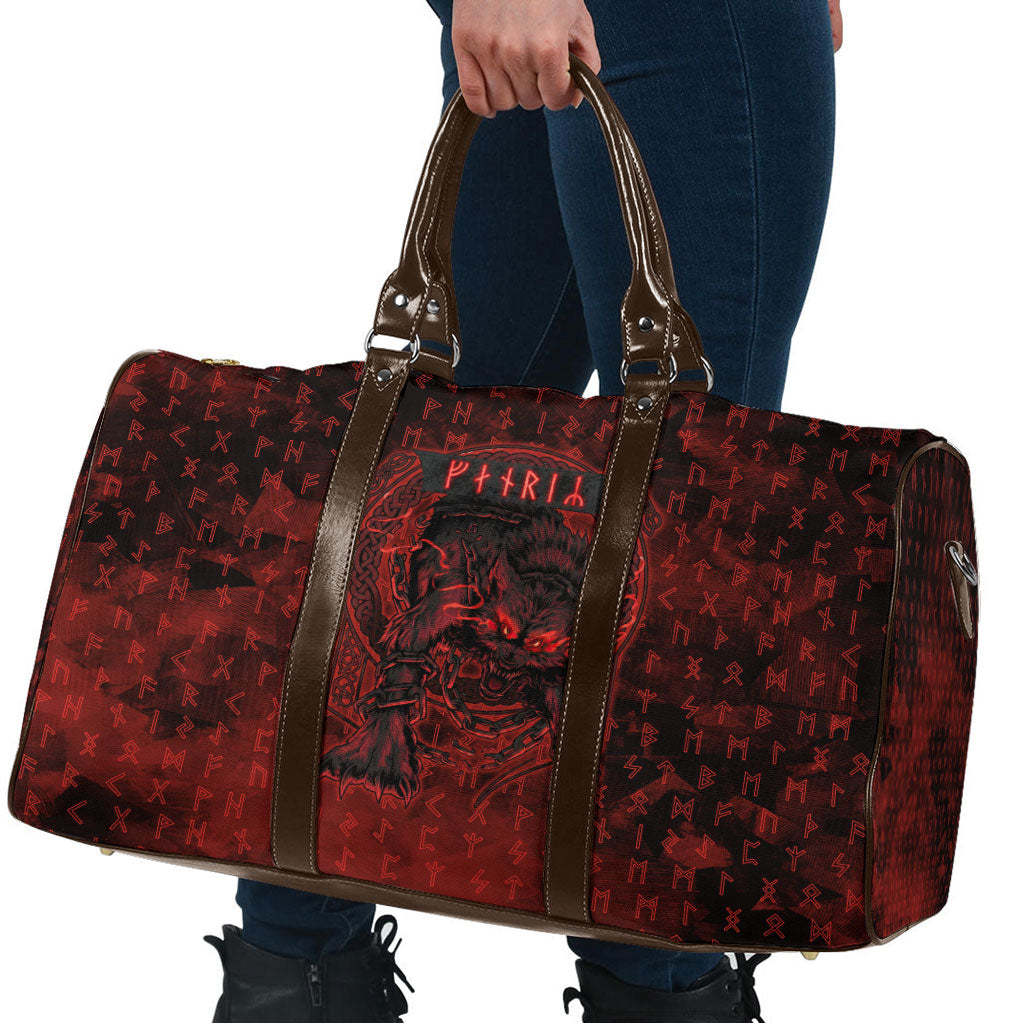 Fenrir Norse Wolf Travel Bag Viking Runic Celtic Knot Dark Art