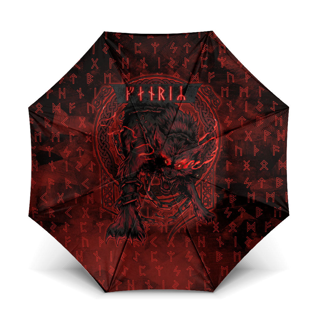 Fenrir Norse Wolf Umbrella Viking Runic Celtic Knot Dark Art