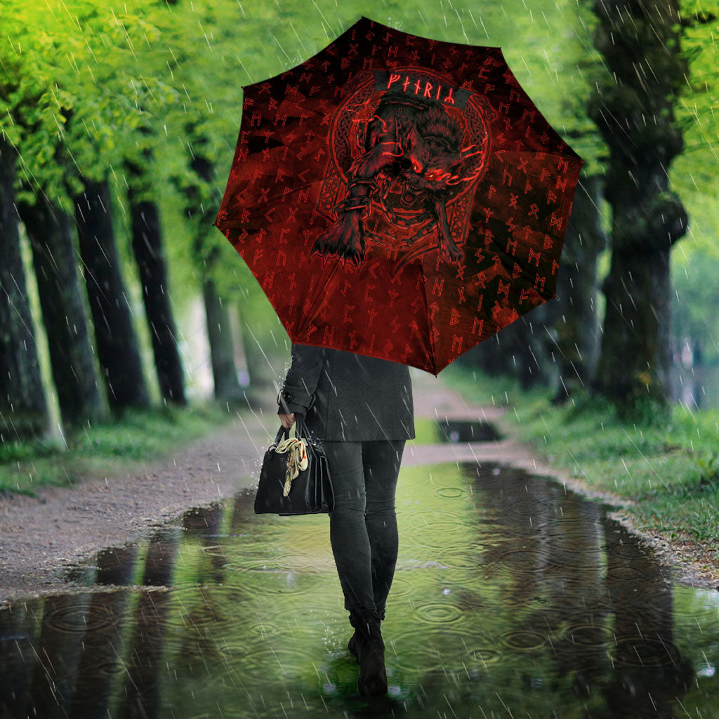 Fenrir Norse Wolf Umbrella Viking Runic Celtic Knot Dark Art