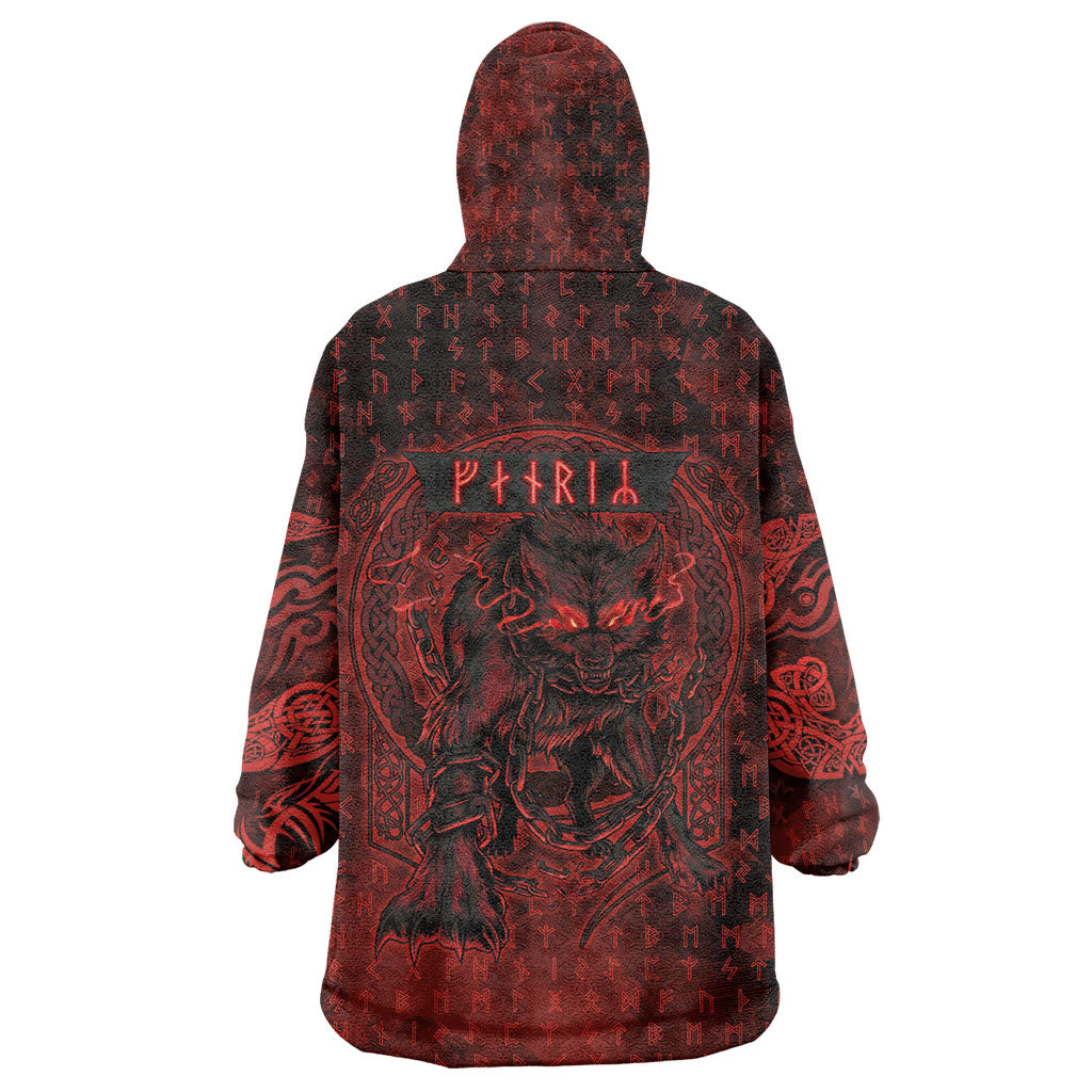 Fenrir Norse Wolf Wearable Blanket Hoodie Viking Runic Celtic Knot Dark Art