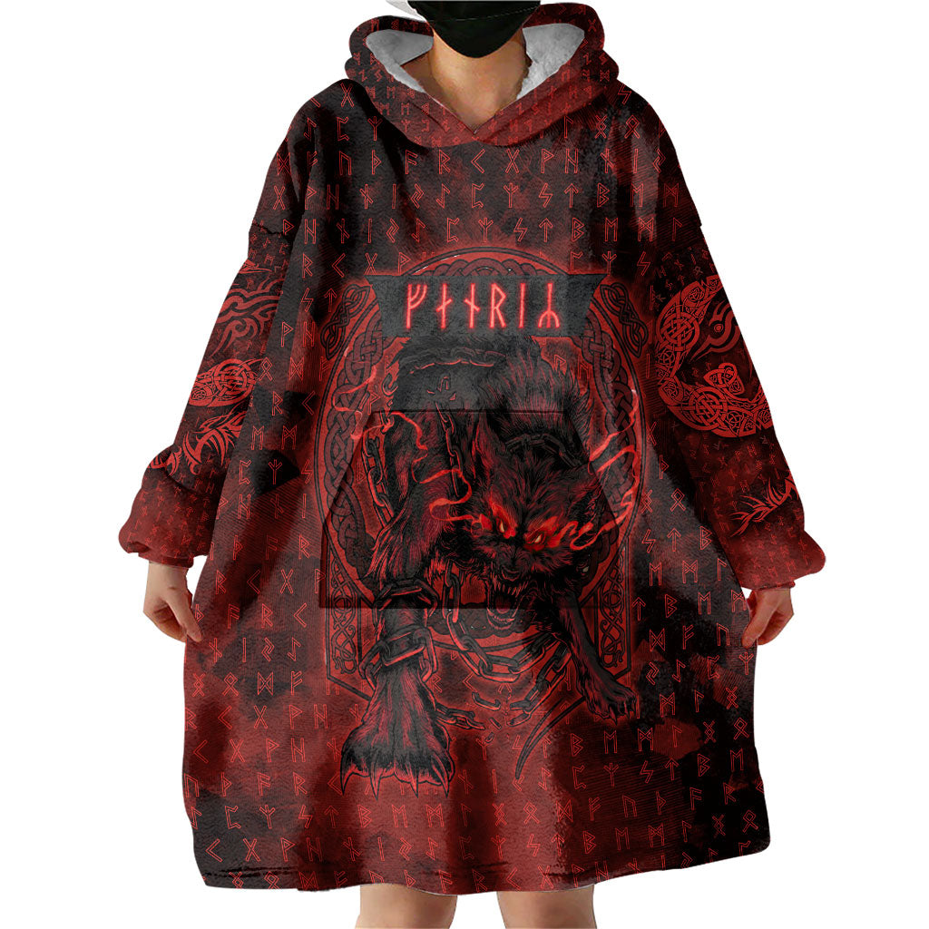 Fenrir Norse Wolf Wearable Blanket Hoodie Viking Runic Celtic Knot Dark Art