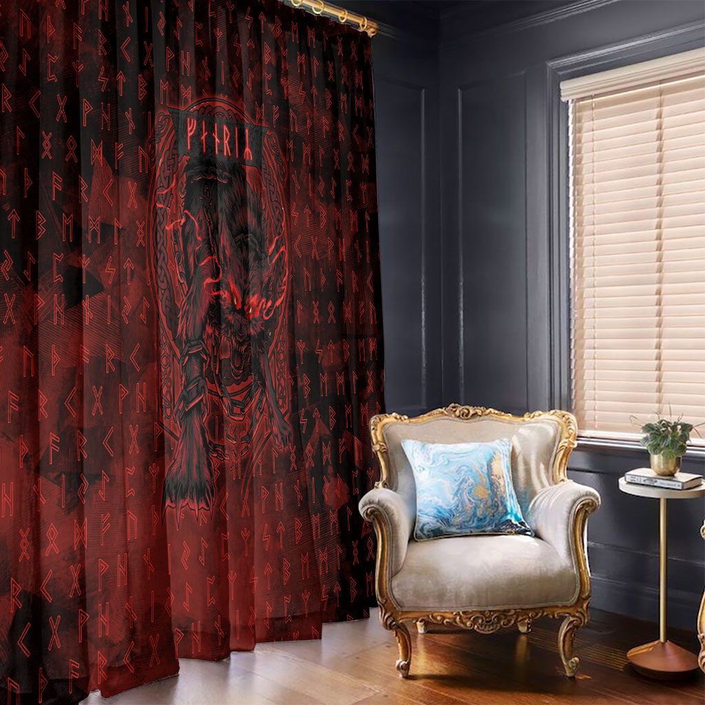 Fenrir Norse Wolf Window Curtain Viking Runic Celtic Knot Dark Art