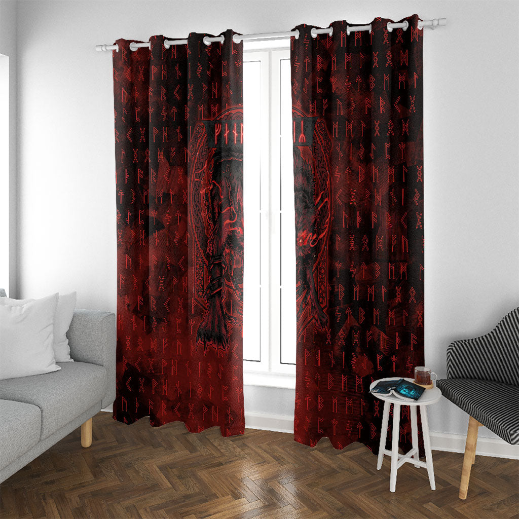 Fenrir Norse Wolf Window Curtain Viking Runic Celtic Knot Dark Art