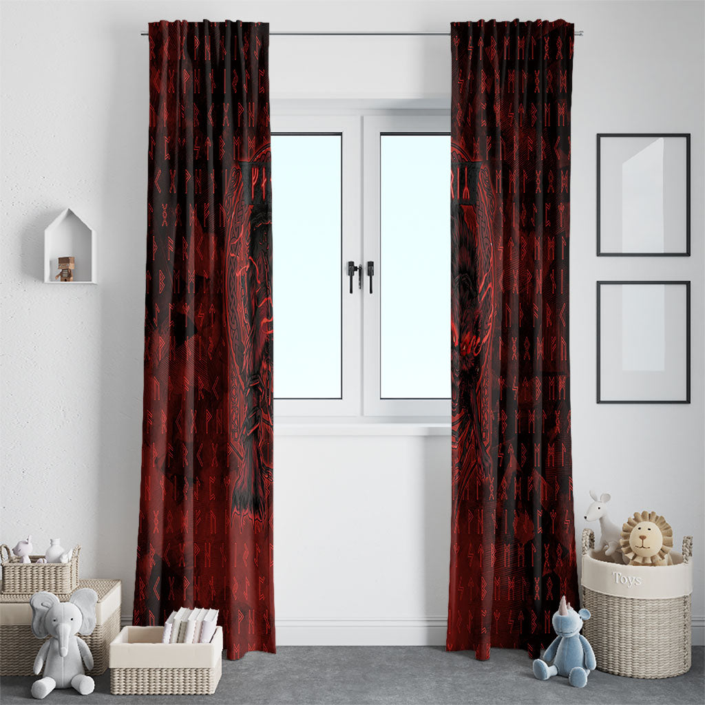 Fenrir Norse Wolf Window Curtain Viking Runic Celtic Knot Dark Art