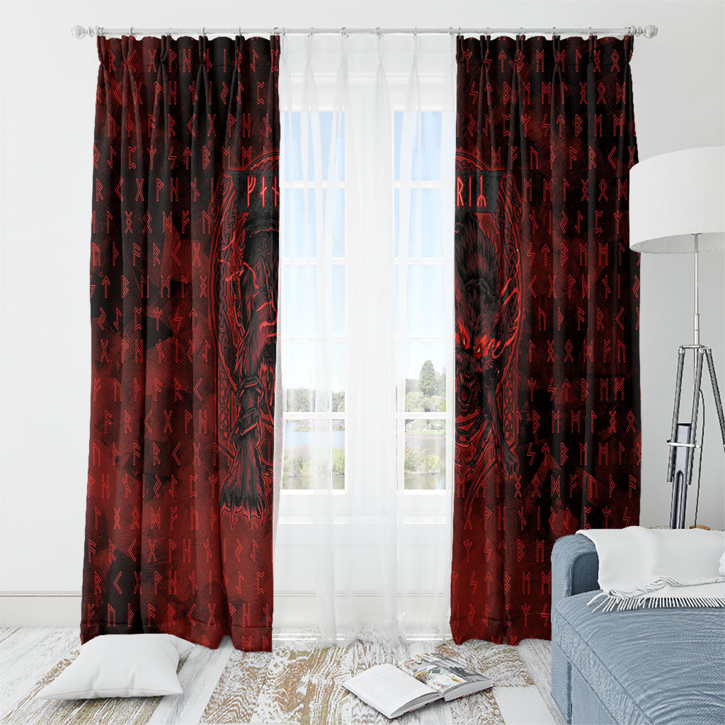 Fenrir Norse Wolf Window Curtain Viking Runic Celtic Knot Dark Art