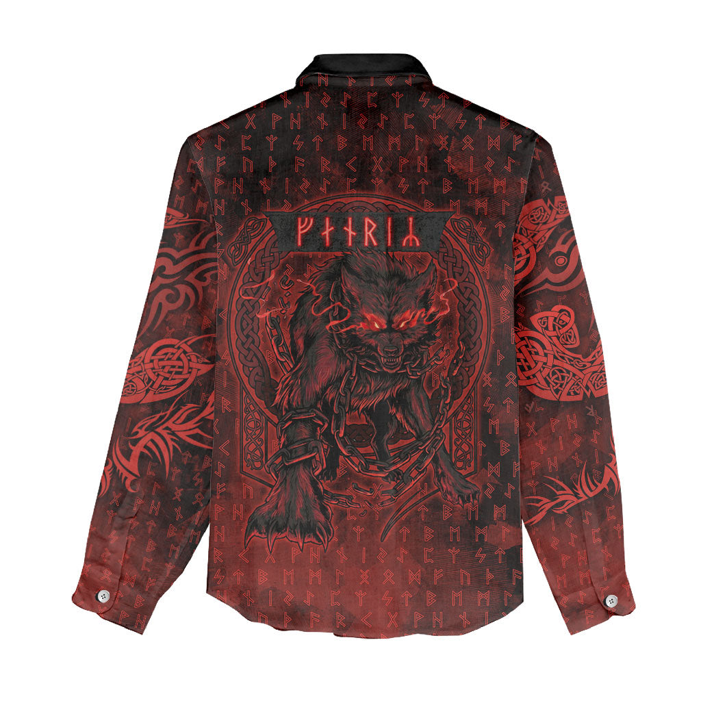 Fenrir Norse Wolf Women Casual Shirt Viking Runic Celtic Knot Dark Art