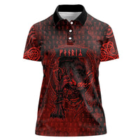 Fenrir Norse Wolf Women Polo Shirt Viking Runic Celtic Knot Dark Art