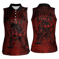 Fenrir Norse Wolf Women Sleeveless Polo Shirt Viking Runic Celtic Knot Dark Art