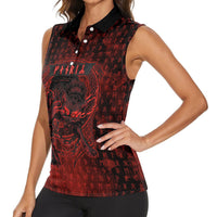 Fenrir Norse Wolf Women Sleeveless Polo Shirt Viking Runic Celtic Knot Dark Art