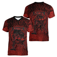 Fenrir Norse Wolf Women V-Neck T-Shirt Viking Runic Celtic Knot Dark Art