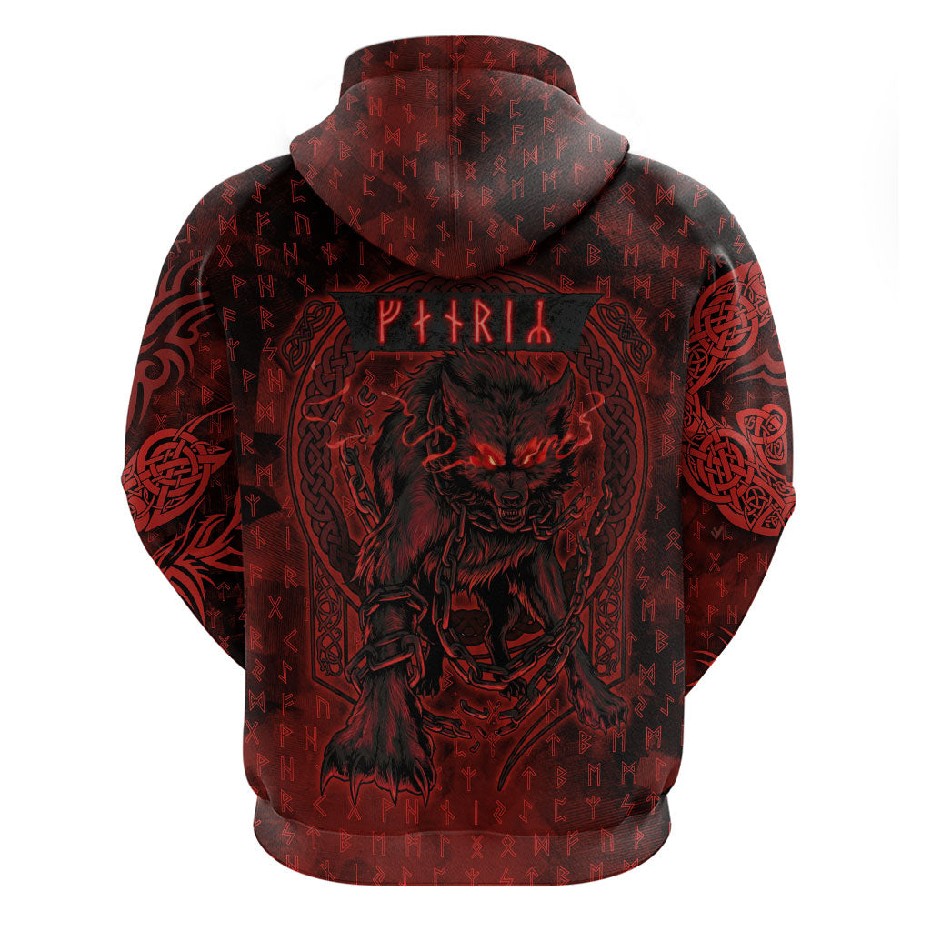 Fenrir Norse Wolf Zip Hoodie Viking Runic Celtic Knot Dark Art