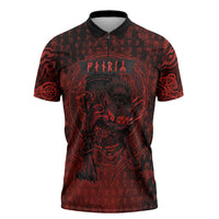Fenrir Norse Wolf Zipper Polo Shirt Viking Runic Celtic Knot Dark Art
