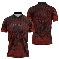 Fenrir Norse Wolf Zipper Polo Shirt Viking Runic Celtic Knot Dark Art