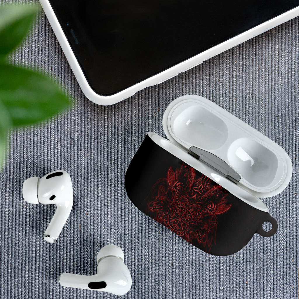 Huginn and Muninn with Fenrir and Vegvisir AirPods Case Viking Runic Celtic Knot Dark Gothic Art