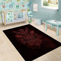 Huginn and Muninn with Fenrir and Vegvisir Area Rug Viking Runic Celtic Knot Dark Gothic Art