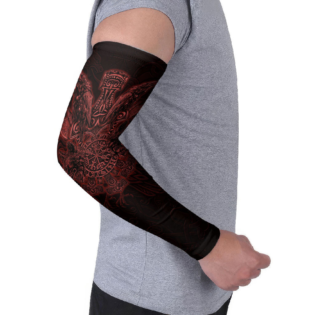 Huginn and Muninn with Fenrir and Vegvisir Arm Sleeves Viking Runic Celtic Knot Dark Gothic Art