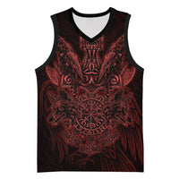 Huginn and Muninn with Fenrir and Vegvisir Basketball Jersey Viking Runic Celtic Knot Dark Gothic Art