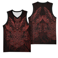 Huginn and Muninn with Fenrir and Vegvisir Basketball Jersey Viking Runic Celtic Knot Dark Gothic Art
