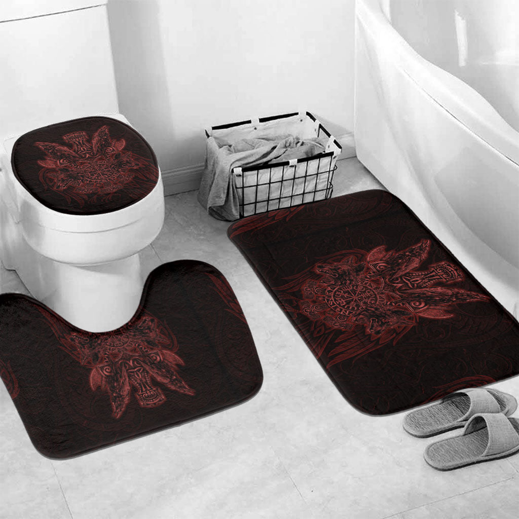 Huginn and Muninn with Fenrir and Vegvisir Bathroom Set Viking Runic Celtic Knot Dark Gothic Art