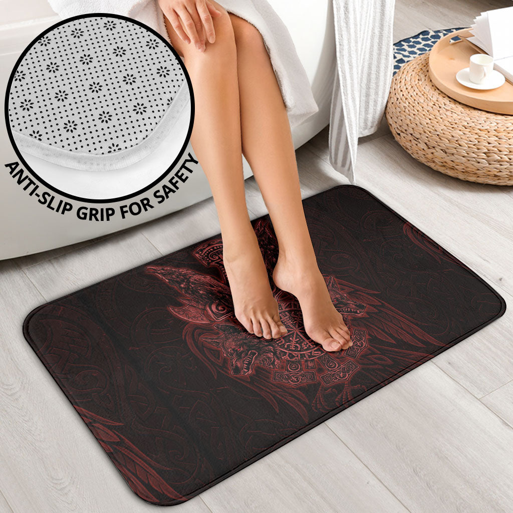 Huginn and Muninn with Fenrir and Vegvisir Bathroom Set Viking Runic Celtic Knot Dark Gothic Art