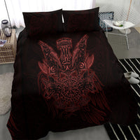 Huginn and Muninn with Fenrir and Vegvisir Bedding Set Viking Runic Celtic Knot Dark Gothic Art