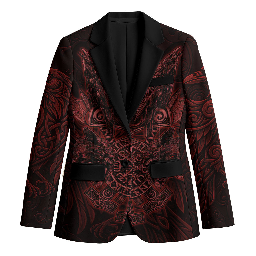 Huginn and Muninn with Fenrir and Vegvisir Blazer Viking Runic Celtic Knot Dark Gothic Art