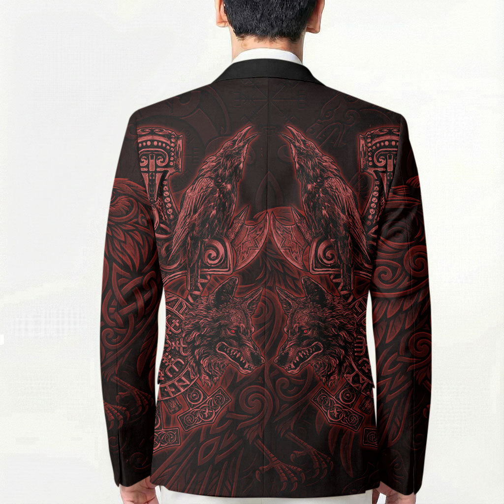 Huginn and Muninn with Fenrir and Vegvisir Blazer Viking Runic Celtic Knot Dark Gothic Art