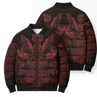 Huginn and Muninn with Fenrir and Vegvisir Bomber Puffer Jacket Viking Runic Celtic Knot Dark Gothic Art