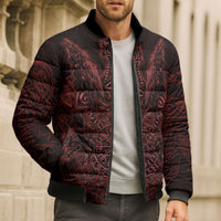 Huginn and Muninn with Fenrir and Vegvisir Bomber Puffer Jacket Viking Runic Celtic Knot Dark Gothic Art