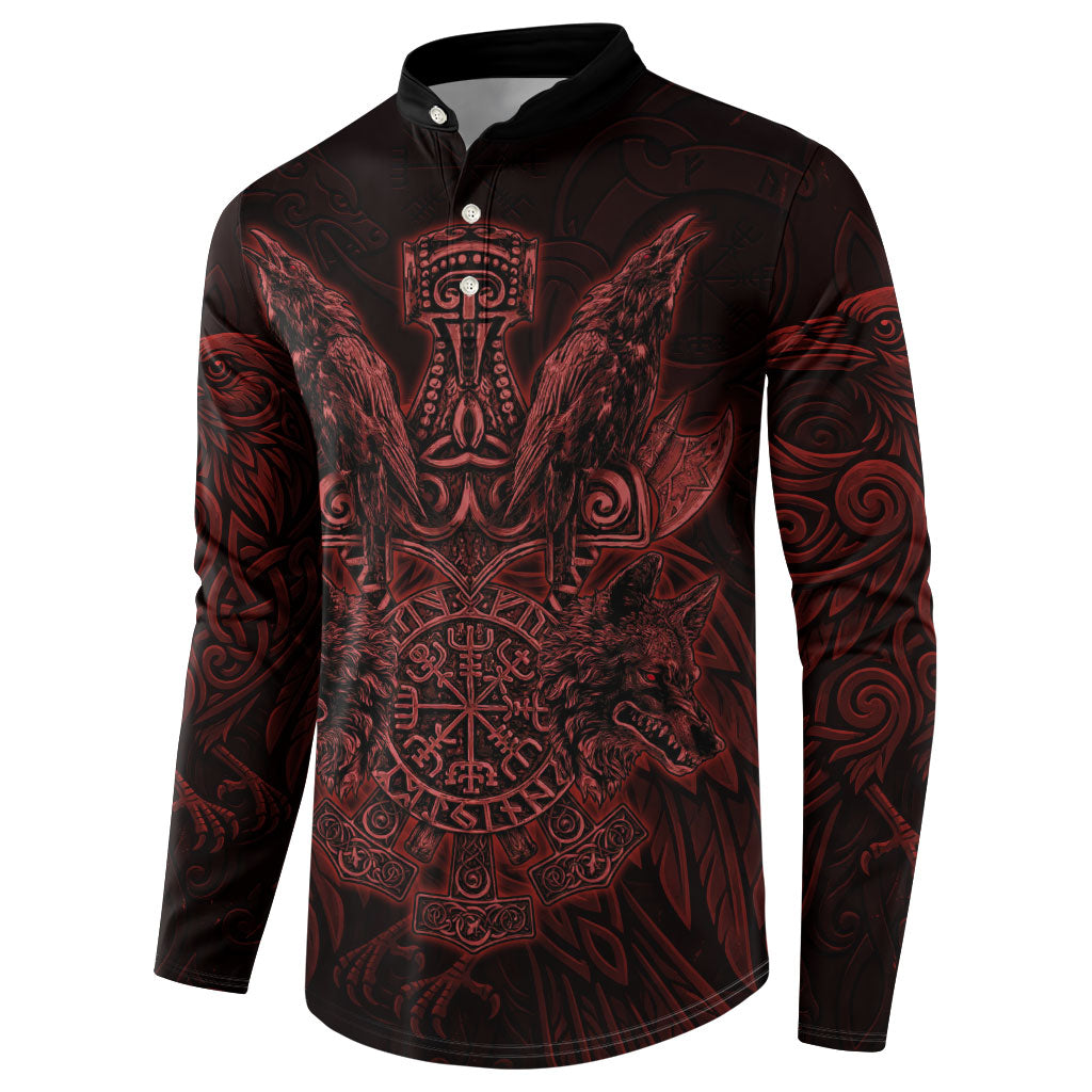 Huginn and Muninn with Fenrir and Vegvisir Button Sweatshirt Viking Runic Celtic Knot Dark Gothic Art