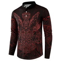 Huginn and Muninn with Fenrir and Vegvisir Button Sweatshirt Viking Runic Celtic Knot Dark Gothic Art