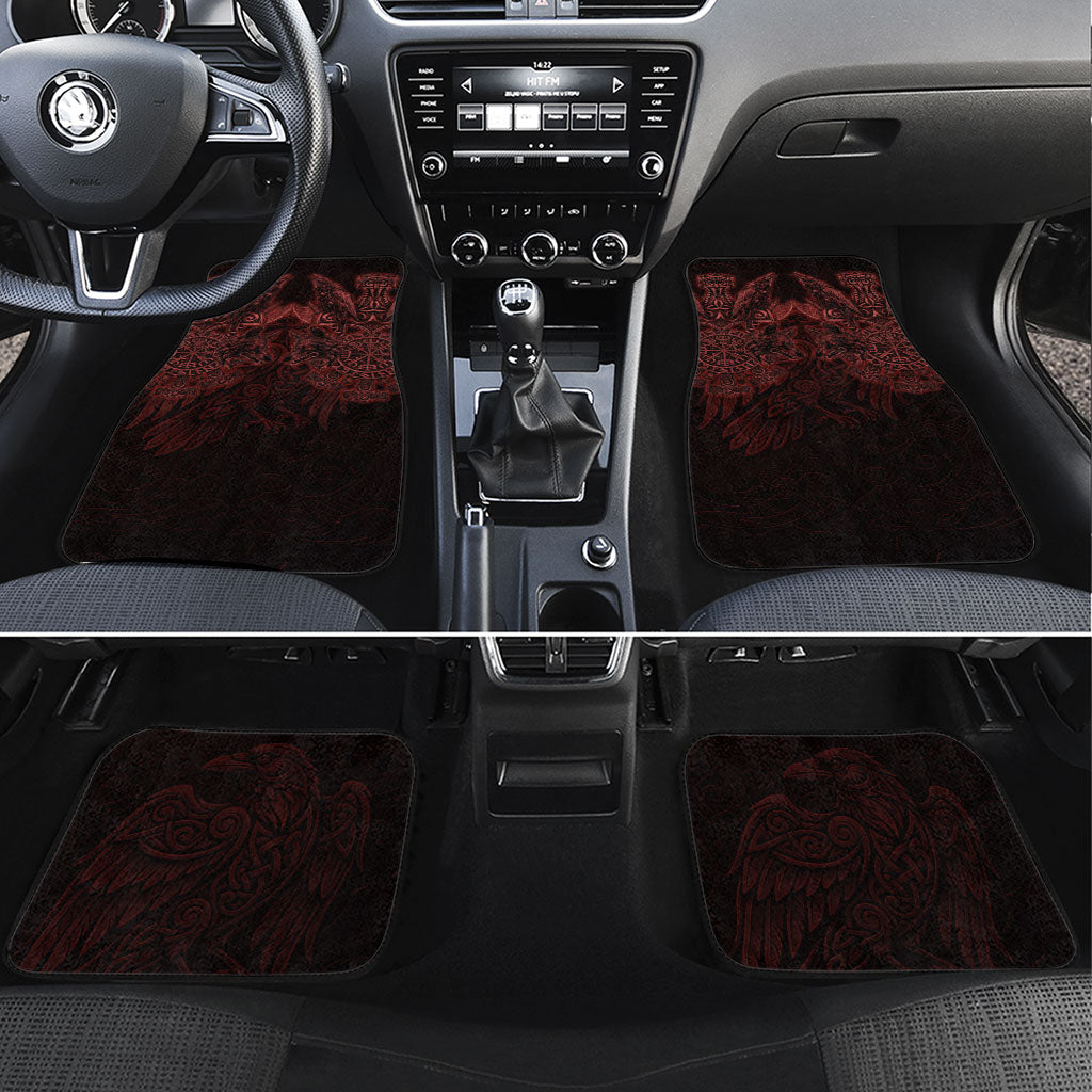 Huginn and Muninn with Fenrir and Vegvisir Car Mats Viking Runic Celtic Knot Dark Gothic Art