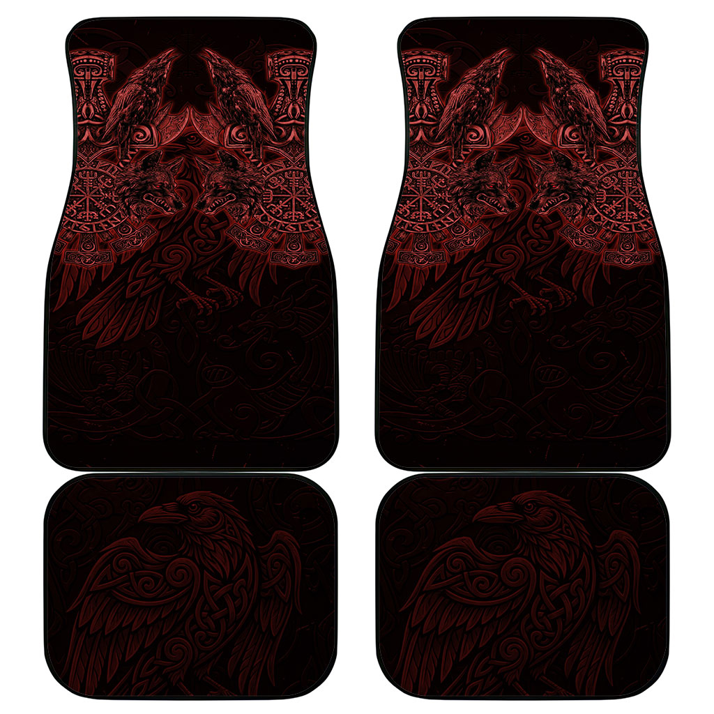 Huginn and Muninn with Fenrir and Vegvisir Car Mats Viking Runic Celtic Knot Dark Gothic Art