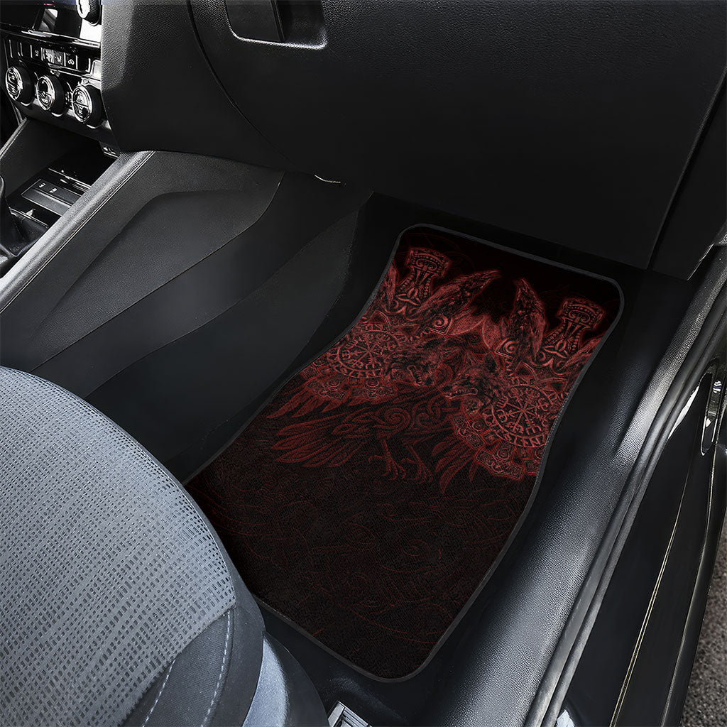Huginn and Muninn with Fenrir and Vegvisir Car Mats Viking Runic Celtic Knot Dark Gothic Art