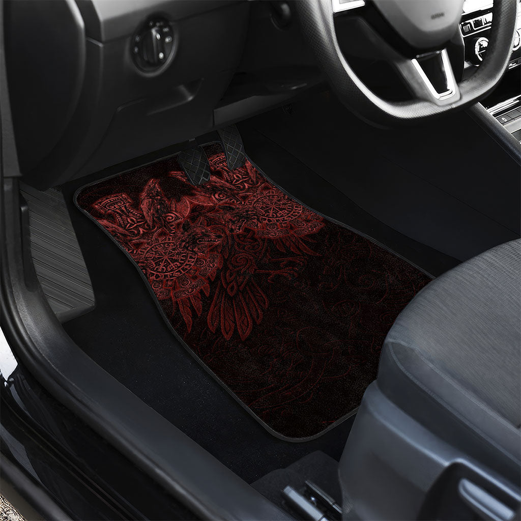 Huginn and Muninn with Fenrir and Vegvisir Car Mats Viking Runic Celtic Knot Dark Gothic Art