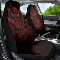 Huginn and Muninn with Fenrir and Vegvisir Car Seat Cover Viking Runic Celtic Knot Dark Gothic Art
