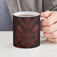 Huginn and Muninn with Fenrir and Vegvisir Ceramic Mug Viking Runic Celtic Knot Dark Gothic Art