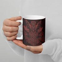 Huginn and Muninn with Fenrir and Vegvisir Ceramic Mug Viking Runic Celtic Knot Dark Gothic Art