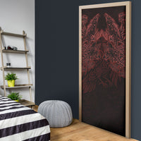 Huginn and Muninn with Fenrir and Vegvisir Door Cover Viking Runic Celtic Knot Dark Gothic Art