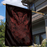 Huginn and Muninn with Fenrir and Vegvisir Garden Flag Viking Runic Celtic Knot Dark Gothic Art