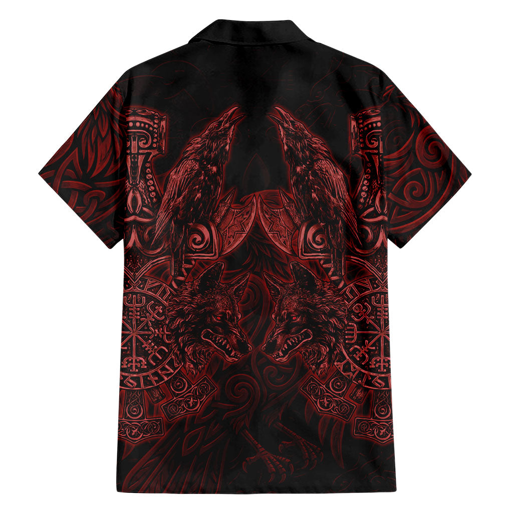 Huginn and Muninn with Fenrir and Vegvisir Hawaiian Shirt Viking Runic Celtic Knot Dark Gothic Art