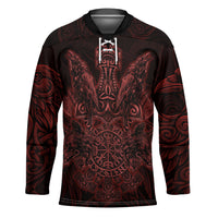 Huginn and Muninn with Fenrir and Vegvisir Hockey Jersey Viking Runic Celtic Knot Dark Gothic Art