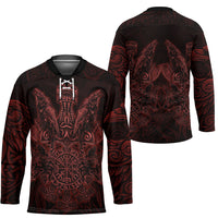 Huginn and Muninn with Fenrir and Vegvisir Hockey Jersey Viking Runic Celtic Knot Dark Gothic Art