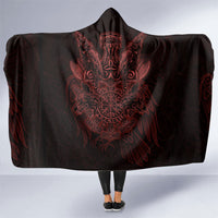 Huginn and Muninn with Fenrir and Vegvisir Hooded Blanket Viking Runic Celtic Knot Dark Gothic Art