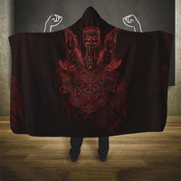 Huginn and Muninn with Fenrir and Vegvisir Hooded Blanket Viking Runic Celtic Knot Dark Gothic Art