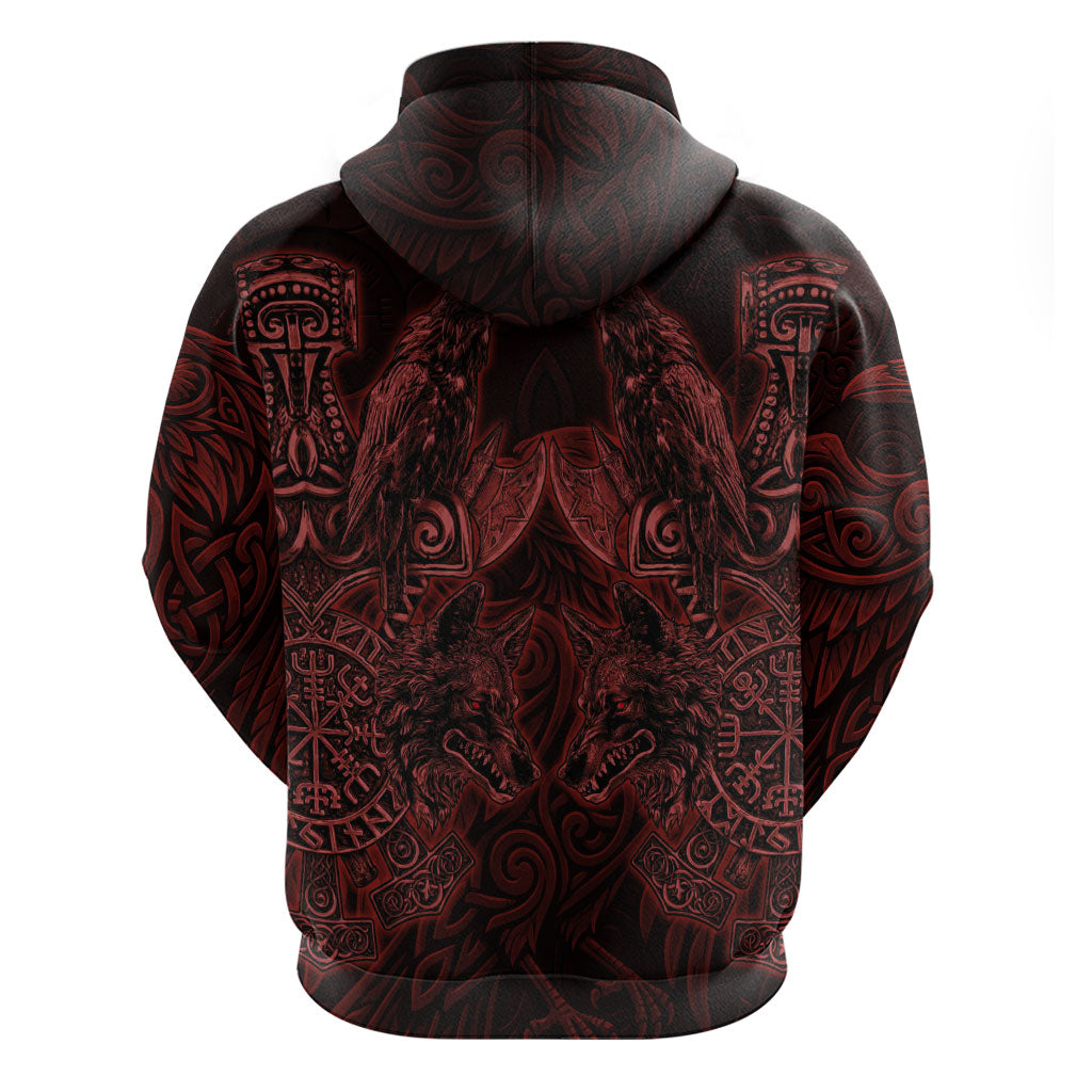 Huginn and Muninn with Fenrir and Vegvisir Hoodie Viking Runic Celtic Knot Dark Gothic Art
