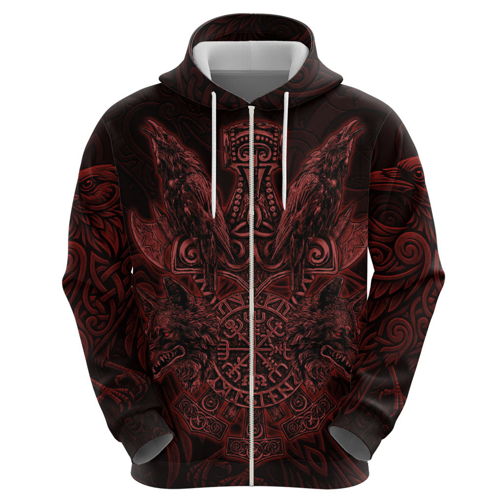 Huginn and Muninn with Fenrir and Vegvisir Hoodie Viking Runic Celtic Knot Dark Gothic Art