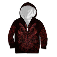 Huginn and Muninn with Fenrir and Vegvisir Kid Hoodie Viking Runic Celtic Knot Dark Gothic Art
